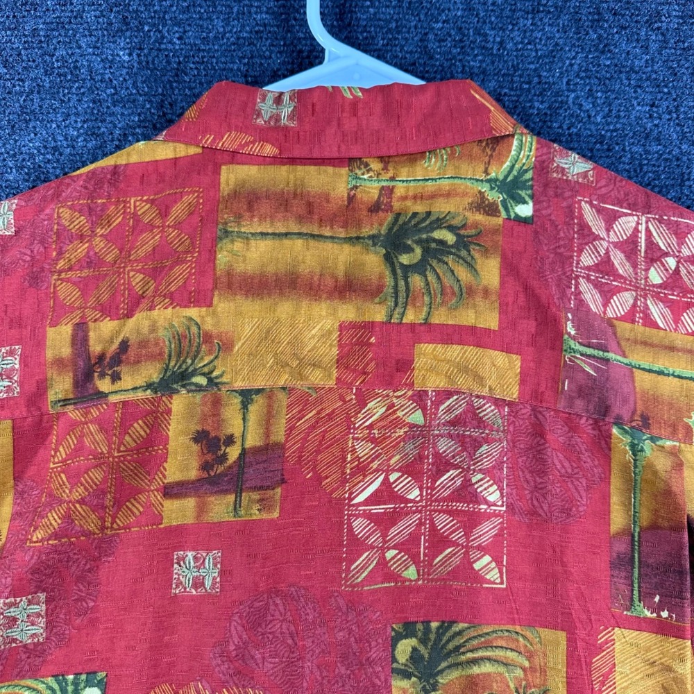 Tommy Bahama Button Shirt Mens M Medium Red Silk Palm Tree Tropical Camp Aloha - Picture 11 of 14